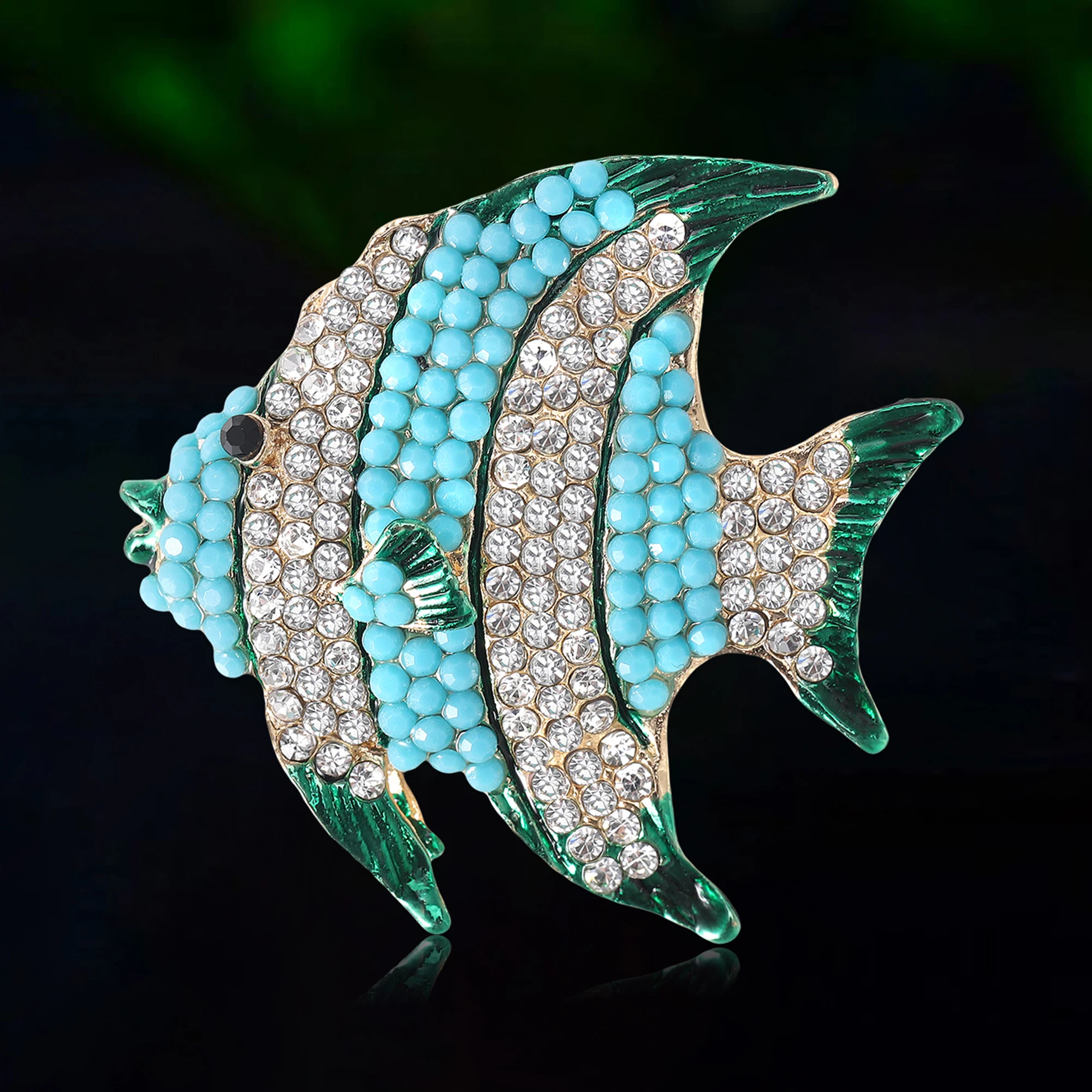 Fashion Rhinestone Fish Brooches for Women Unisex Sea Animal Pins Event Party Luxury Gifts Backpack Decoration Clothes Accessory