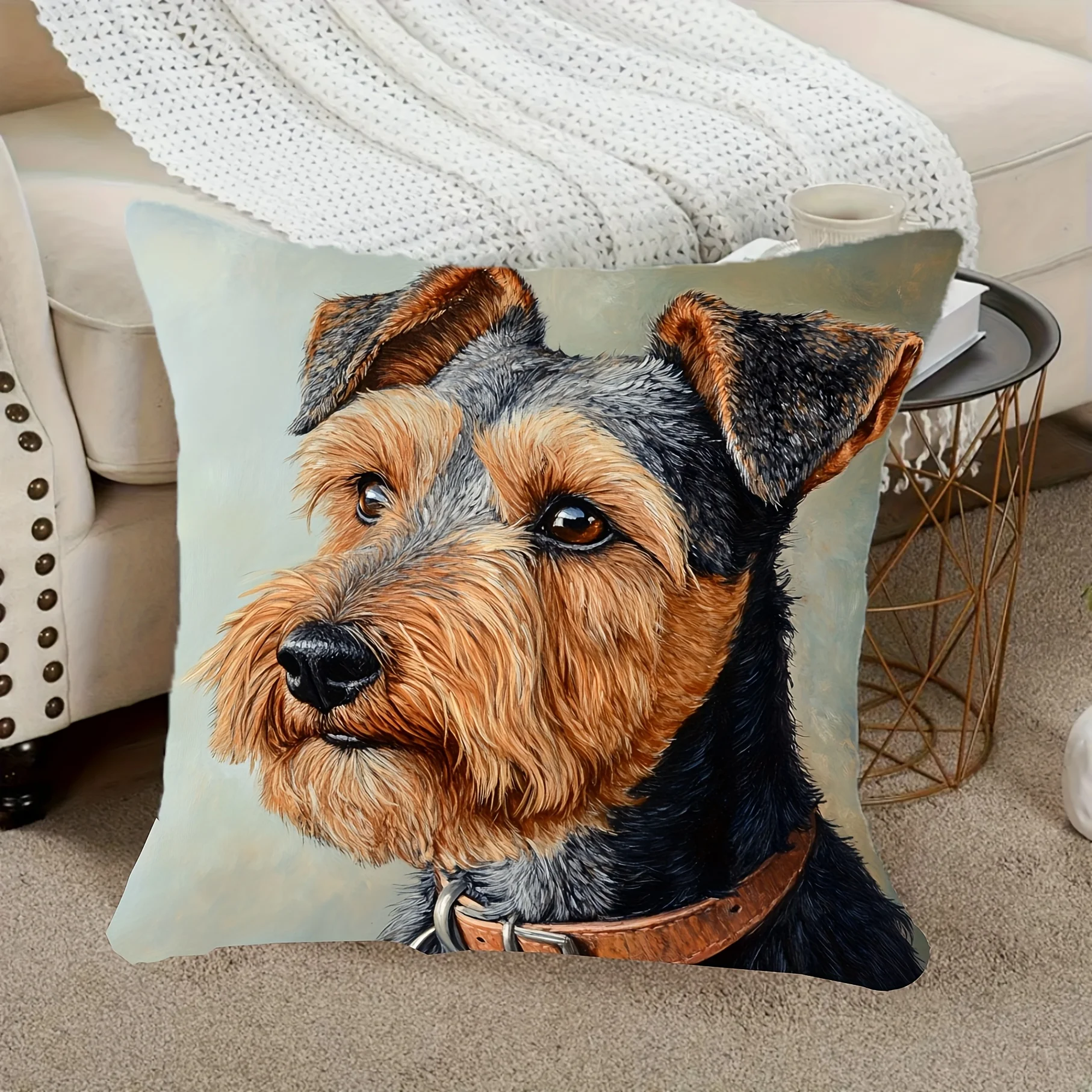 Dog Portrait Pillowcase Throw Cushion Cover for Dog Lovers Pet Mom Dad Home Decor Gift Decorative Canine Art Pillow Case 40x40cm