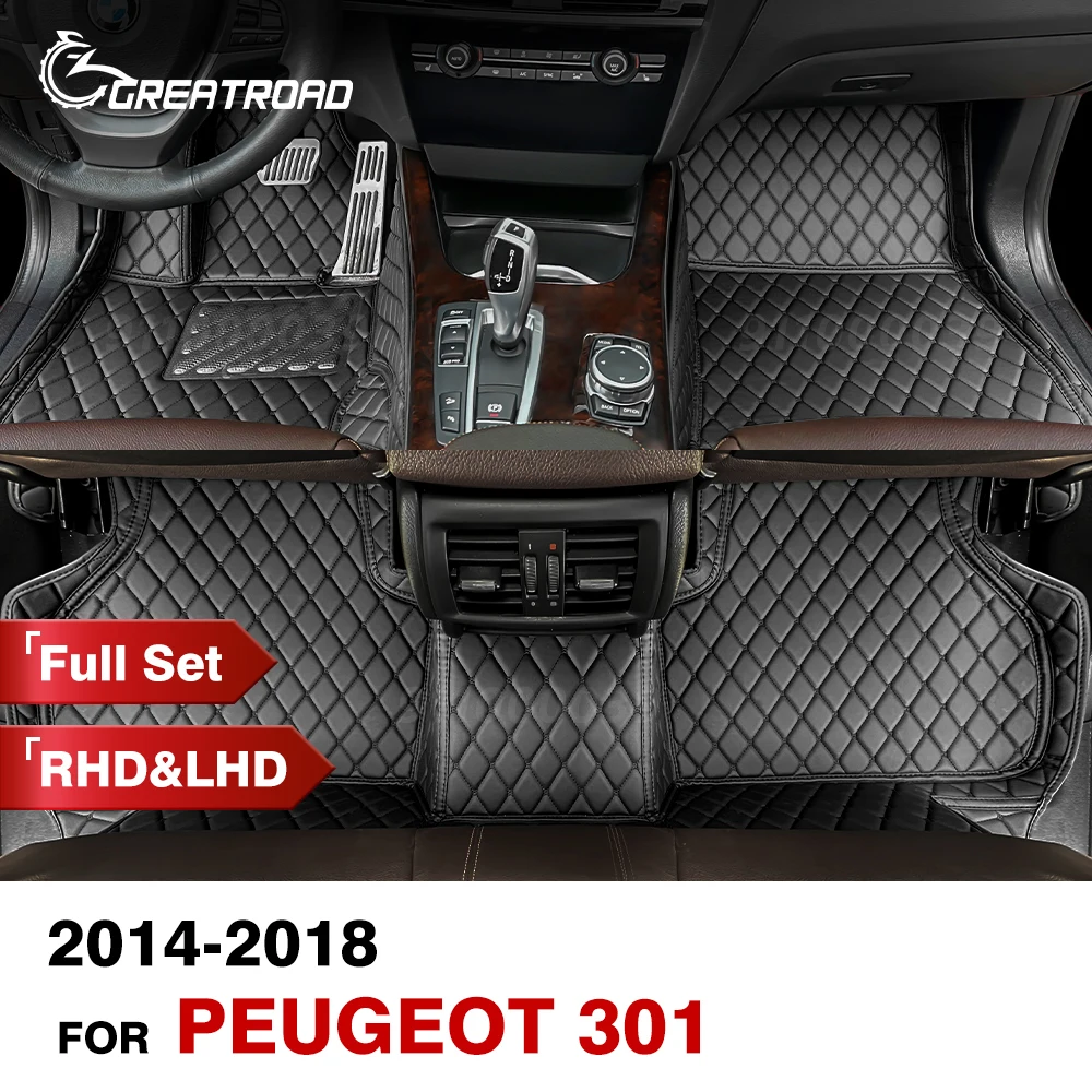 

Car Floor Mats For Peugeot 301 2014-2018 Custom Auto Foot Pads Automobile Carpet Cover Interior Accessories