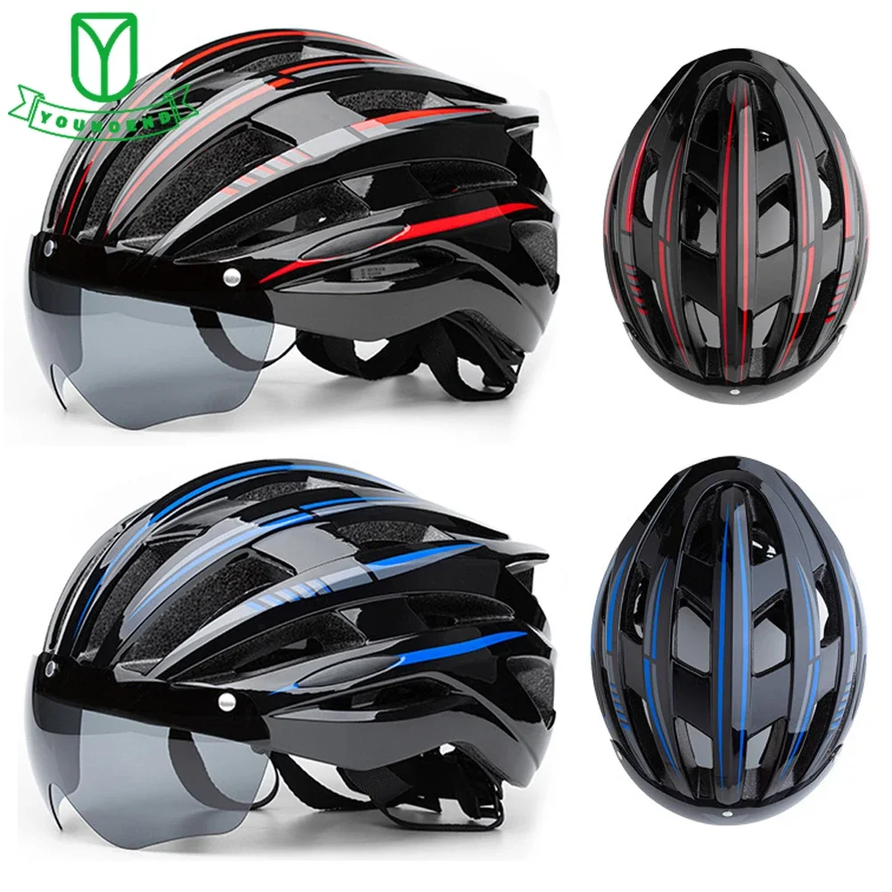 

Bike Helmet Detachable Magnetic Goggles UV Protective, Bicycle Helmet Men Women Mountain Road Adjustable Adult Cycling Helmet