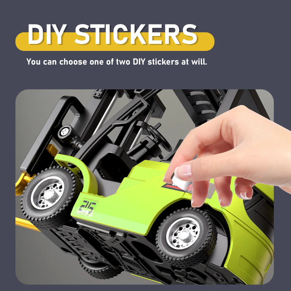 1:64 Bluetooth Afstandsbediening Kraan En Heftruck Twee-in-een Desktop Mini Legering Speelgoed Auto Met Trailer Kerstcadeau In Kleur Doos