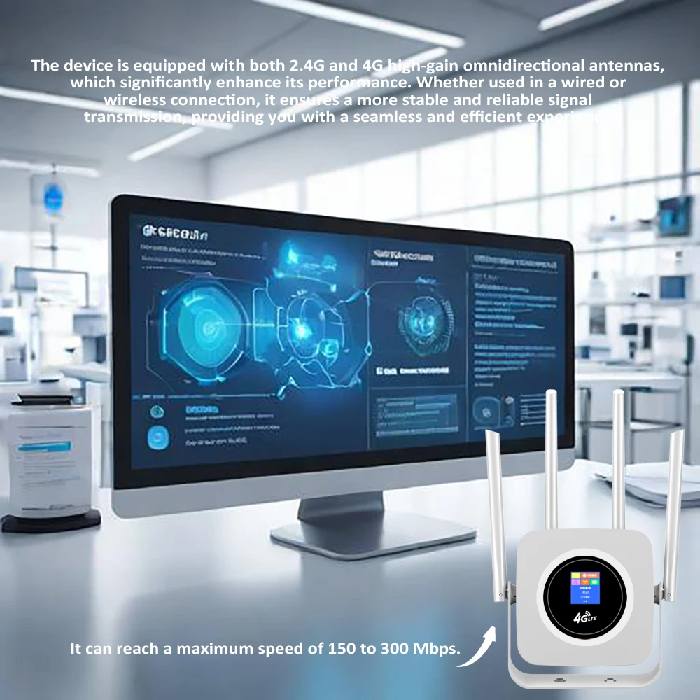 TIANJIE CPE904 4G LTE Router mit Wifi Hotspot 150 Mbit/s 4G SIM WiFi Router 4 externe Antennen Wifi Mesh Wireless Wifi 6 Router