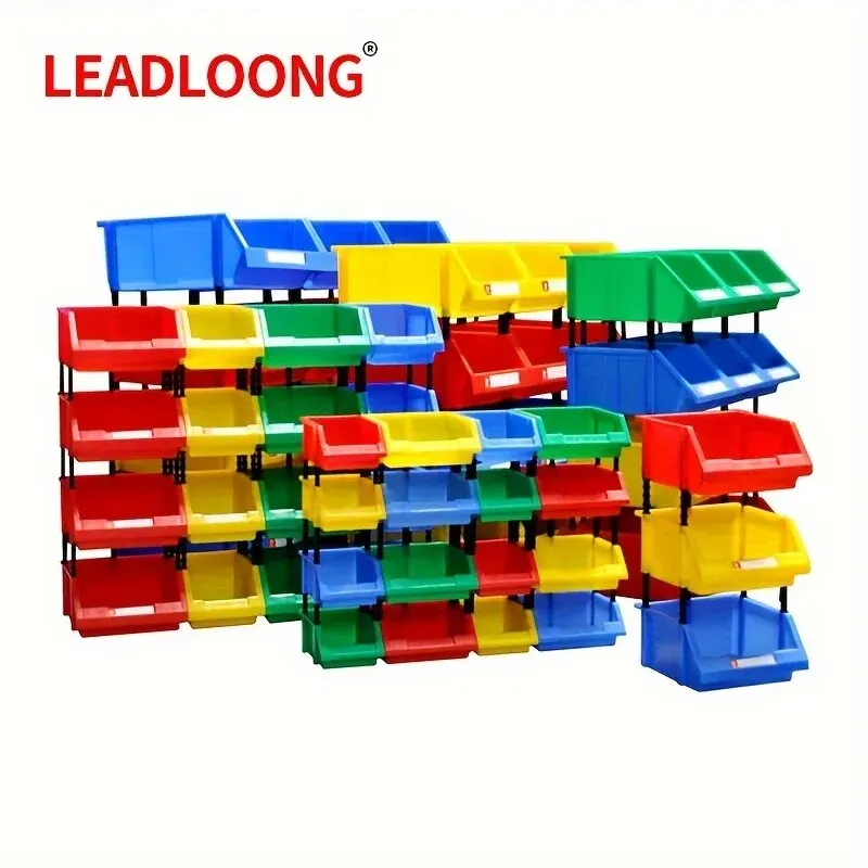 

LEADLOONG Q1 Stackable Bin 8pcs 180*180*80MM/7.1X7.1*3.1inch Garage Storage Supplies Parts Storage Organizer Small Container