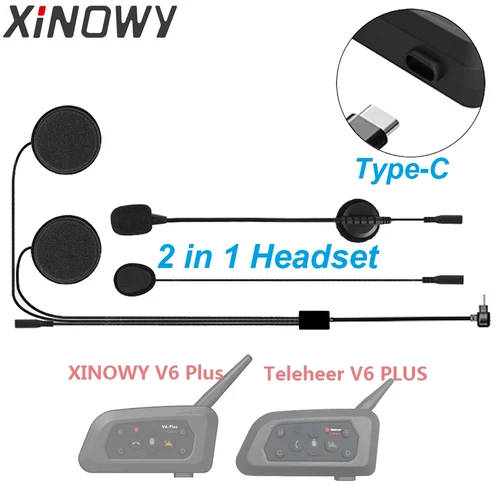 Accesorios de altavoz tipo C, micrófono Dual para Teleheer V6 plus T6 XINOWY V6 Plus, intercomunicador Bluetooth para casco de motocicleta