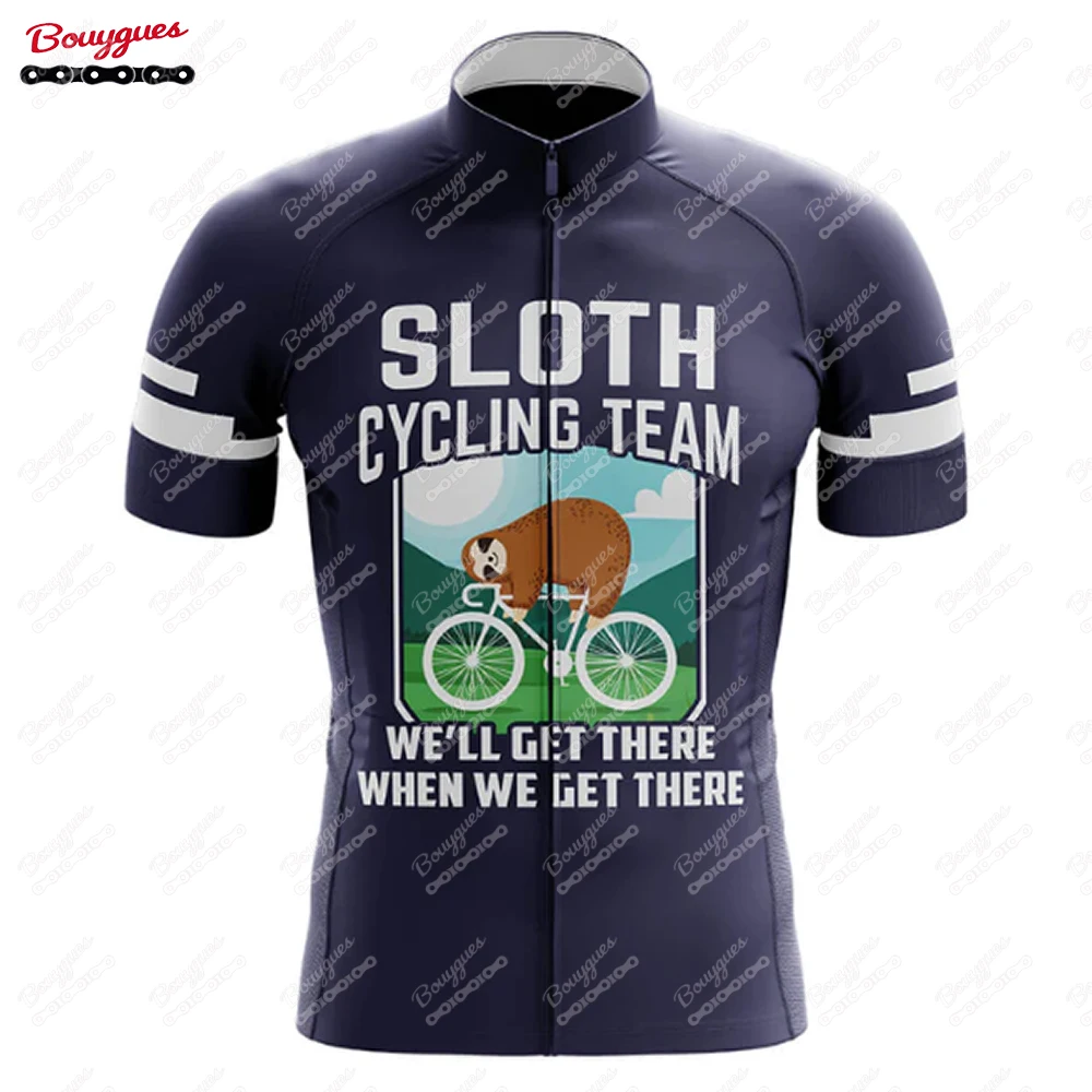 Sloth Series Cycling Jersey For Men Short Sleeve Reflective MTB Maillot Downhill Pro Team Mountain Bicycle Clothing  Summer New