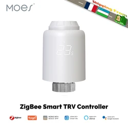 Moes Tuya ZigBee TRV Radiator Valve Smart Thermostatic Heating Temperature Controller Support Google Alexa Voice Control