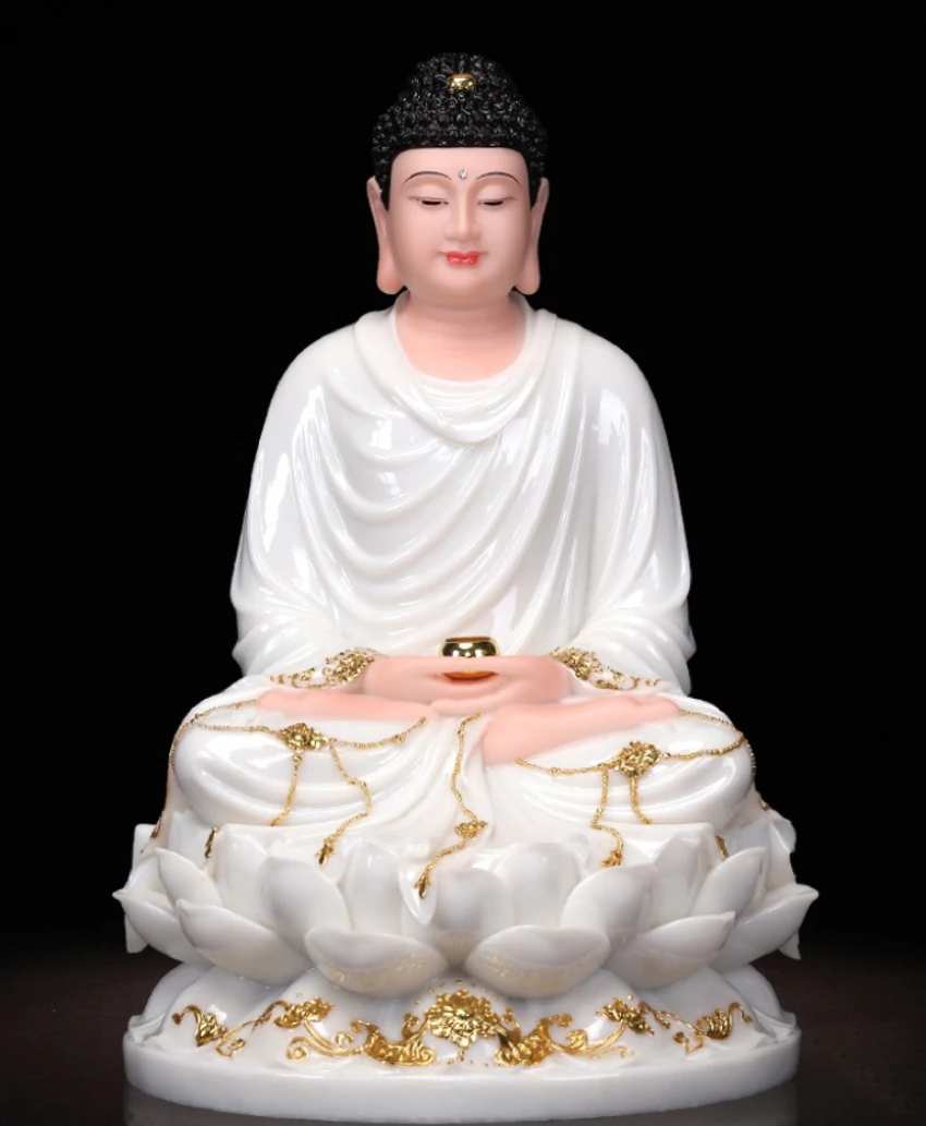 Wholesale Buddhism figure jade Shakyamuni Amitabha buddha Asia HOME Exorcism safety protection shop Bring GOOD LUCK Prosperity