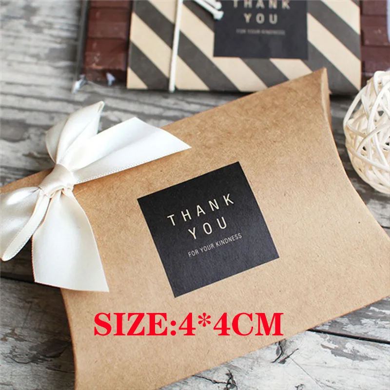 4cm Round Kraft Paper Thank You Sealing Sticker Gift Box Candy Pastry Bouquet Packaging Label Wedding Party Decoration Sticker