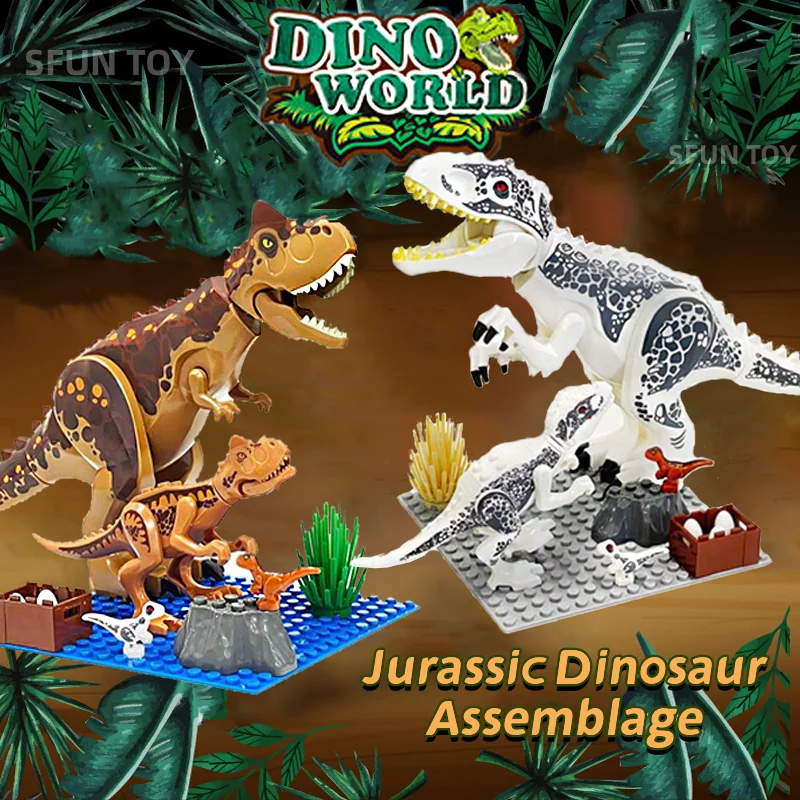 

Sluban Jurassic Dinosaur World Building Block Toys Tyrannosaurus Raptor Carnotaurus Combination Set Dino Model Kids Boy Gifts