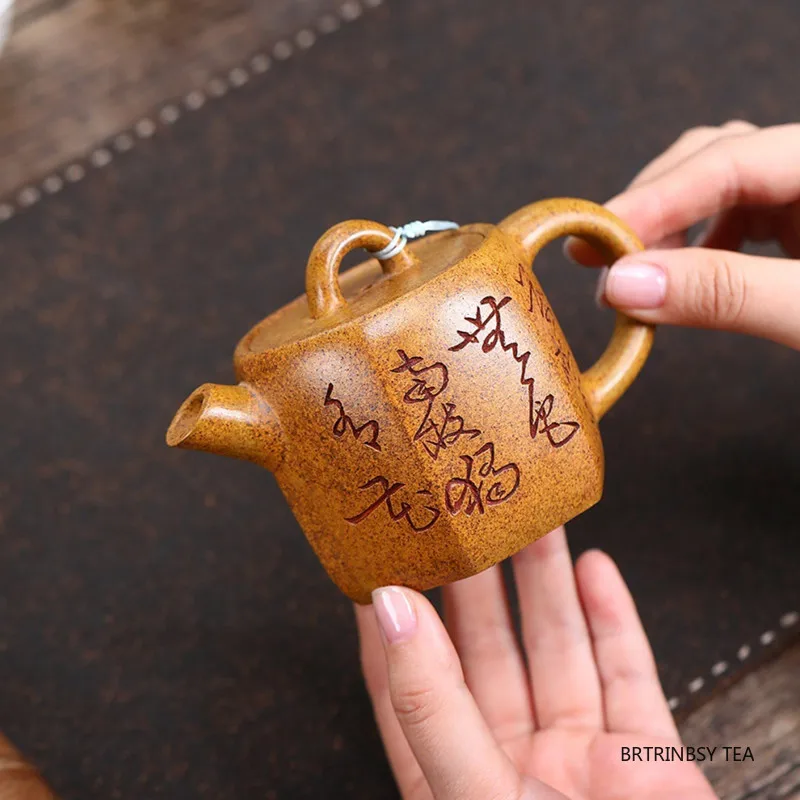 

Yixing Handmade Purple Clay Teapot Household Hand-carved Tea Pot Chinese Tradition Beauty Kettle Raw Ore Zisha Tea Set 180ml