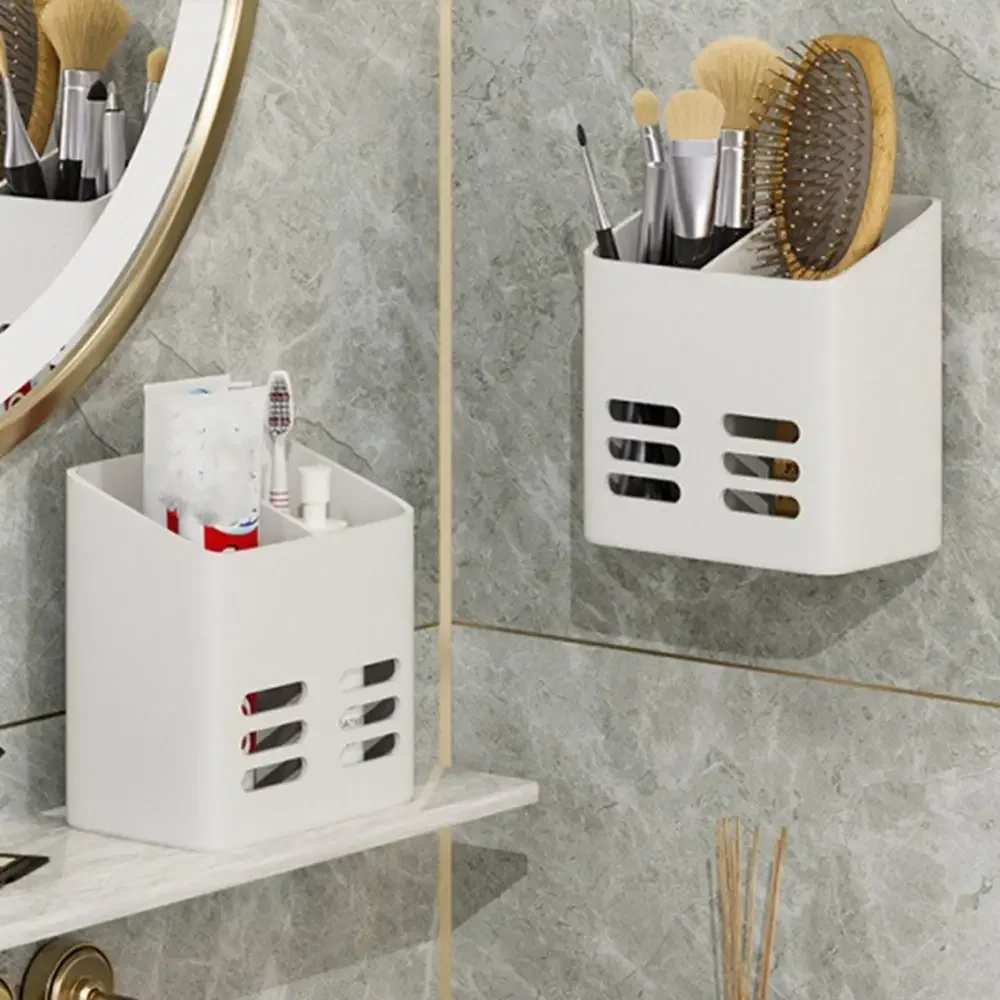 White/Grey Toothpaste Shelf Non-punch Wall-mounted Comb Storage Container Plastic Large Capacity Toothbrush Toothpaste Holder