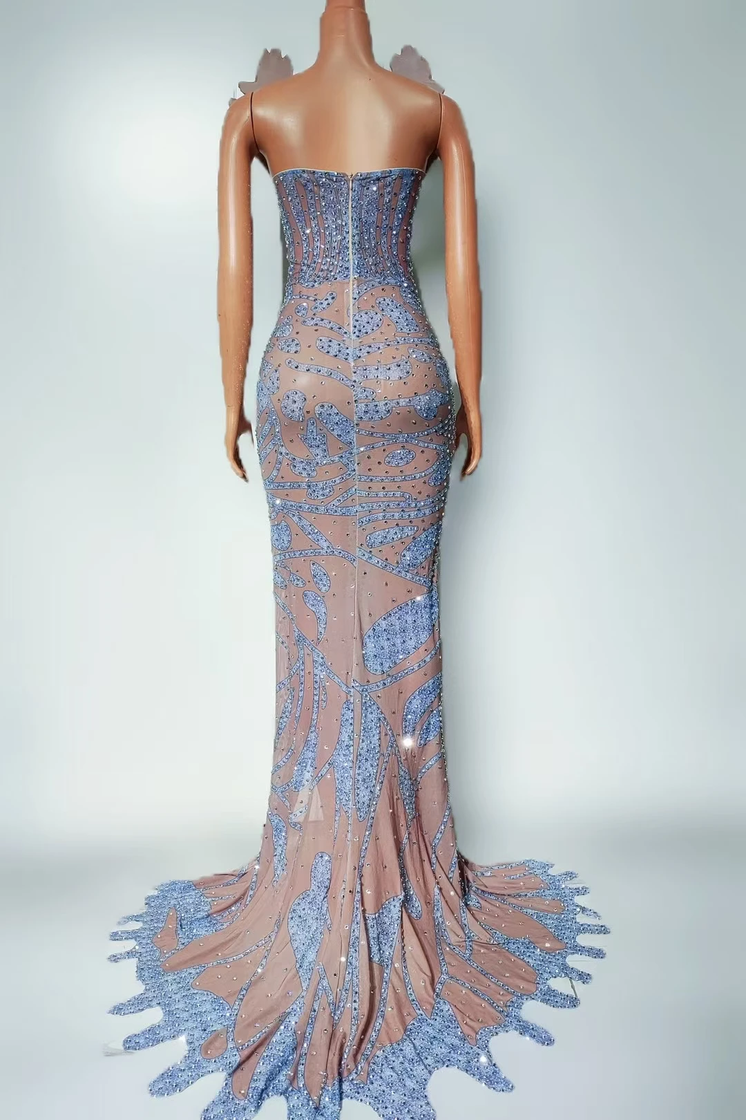 

Luxury Sparkly Rhinestone Spandex Evening Dress Sexy Women Birthday Party Gown Prom Celebrity Dresses High-end Couture Shuilan