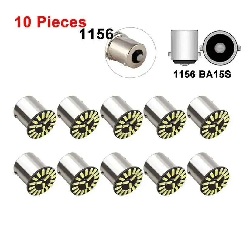 10PCS LED Tail Bulb P21W P21/5W BA15S 1156 BAY15D 1157 Turn Signals Light 12V 6000K 21 SMD Car Reverse Brake Parking Lamp