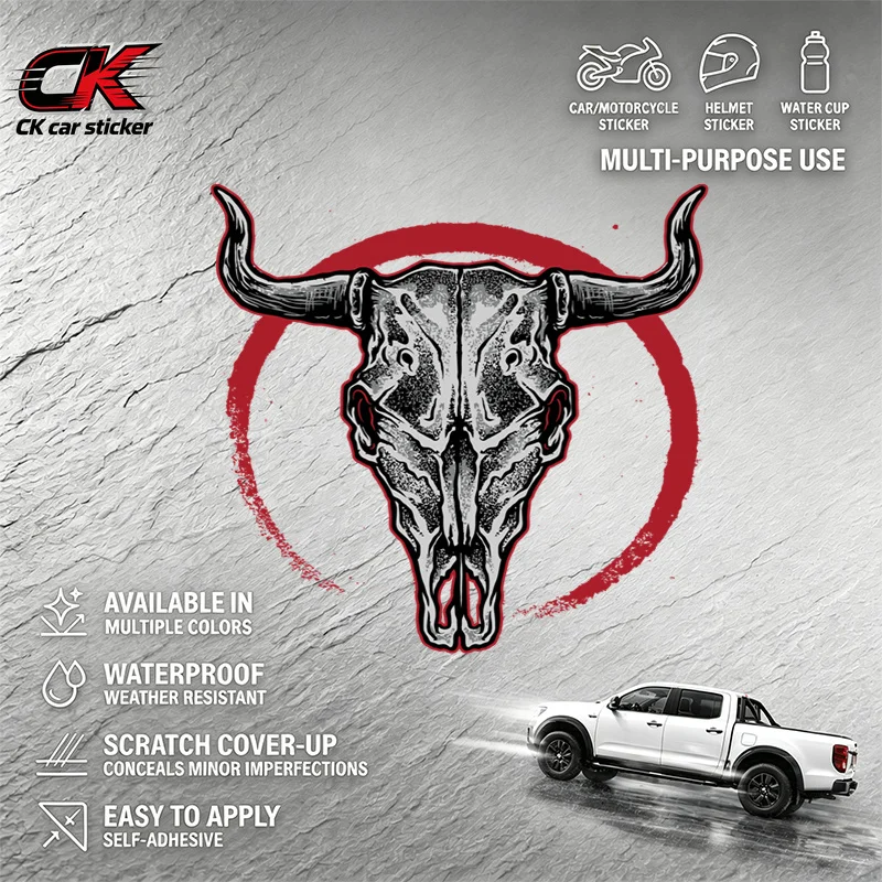 Creativity Bull Skull Car Decal Sticker for Car Pickup Motorcycle Laptop Auto Body Decoration
