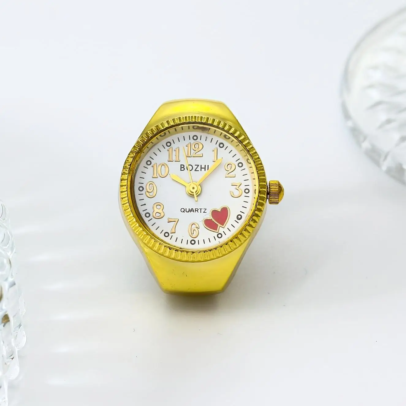 1 قطعة ساعة الموضة الرائعة يمكن أن ترى الوقت هدية إصبع ساعة حلقة حلقة ساعة إصبع ساعة طبعة صغيرة ساعة جيب شخصية