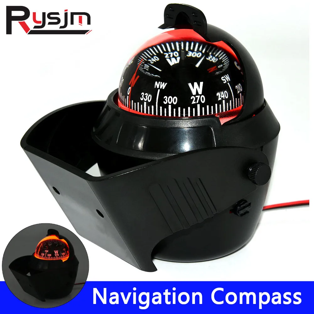 HD High-Precision Magnetic Navigation Compass Camping Gear With Light Compass Guide Ball LED Light Electronic Navigation Compass