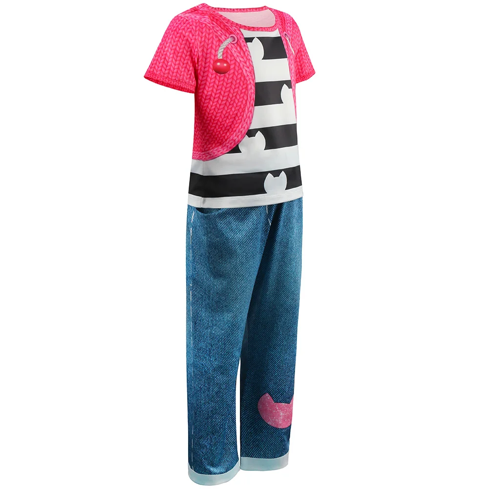 Carnival Girl Fancy Cartoon Black And White Stripe T-Shirt+Pants 2pcs Sets For Children Birthday Party Cosplay Costume