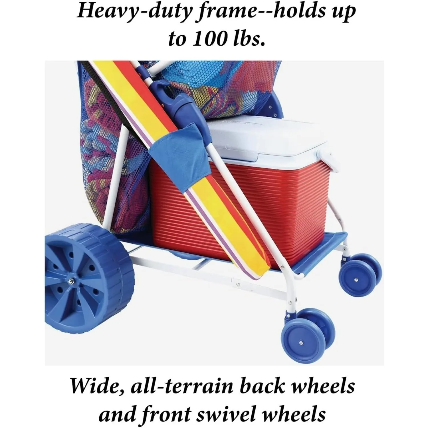 Folding Multi-Purpose Deluxe Beach Cart With Wide Terrain Wheels - Holds Your Beach Gear and more,26