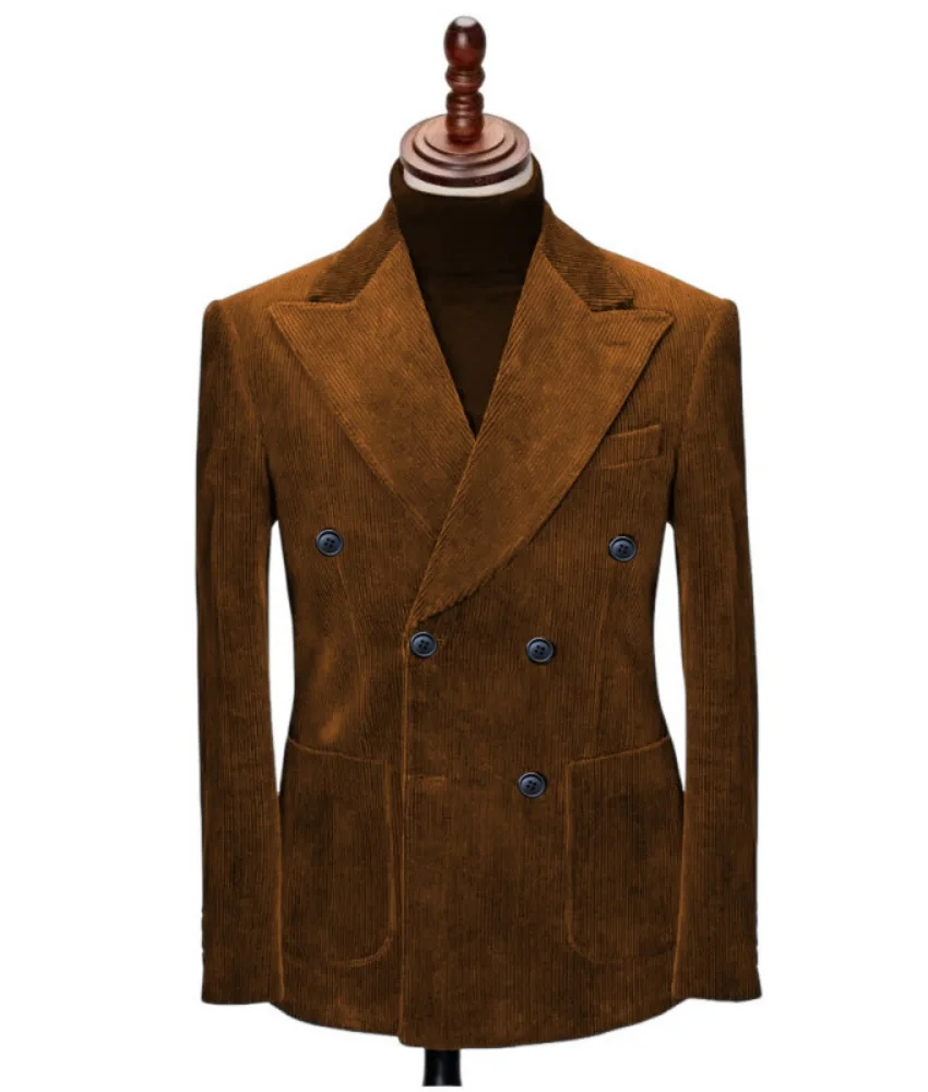 

Flannel Autumn/Winter Mature Business Double-Breasted Men's Overcoat.High Quality 2-piece Men's Suit ( Blazer+Pants )