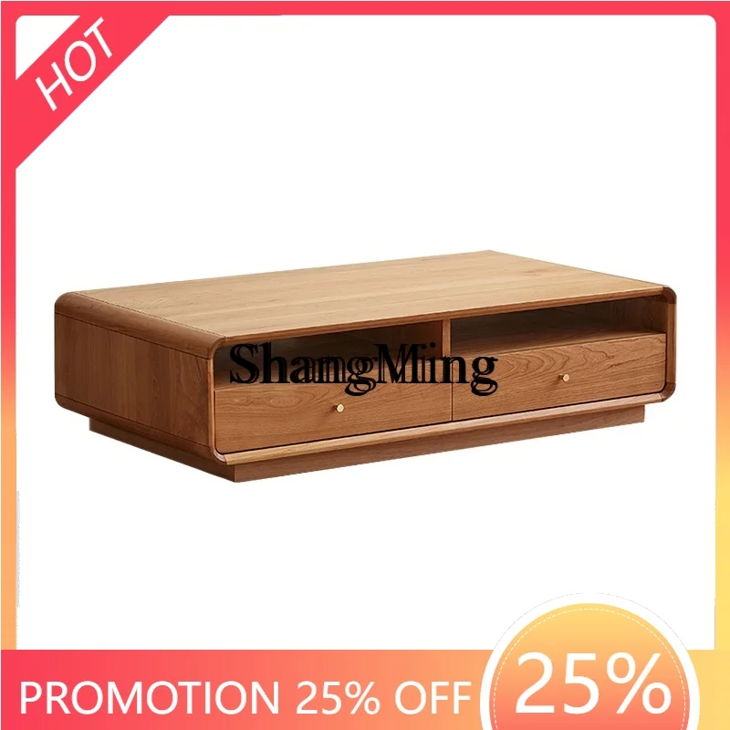 

ZYY exquisite premium cherry wood tea table living room furniture all solid wood with drawers tea table storage cabinet