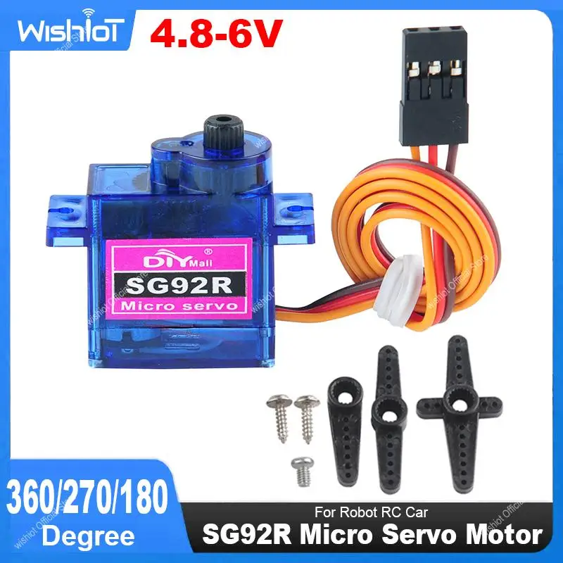 SG92R mikro serwomotor 4.8-6V 360/270/180 stopni ciągły obrót kontrolowany kąt dla robota RC Drone Model samolotu 9g