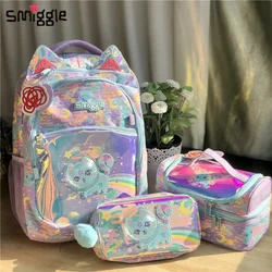 New Genuine Australian Smiggle Light Purple Space Cat Primary School Students 2-6 Grades Backpack Children'S Pen Bag Set Gift