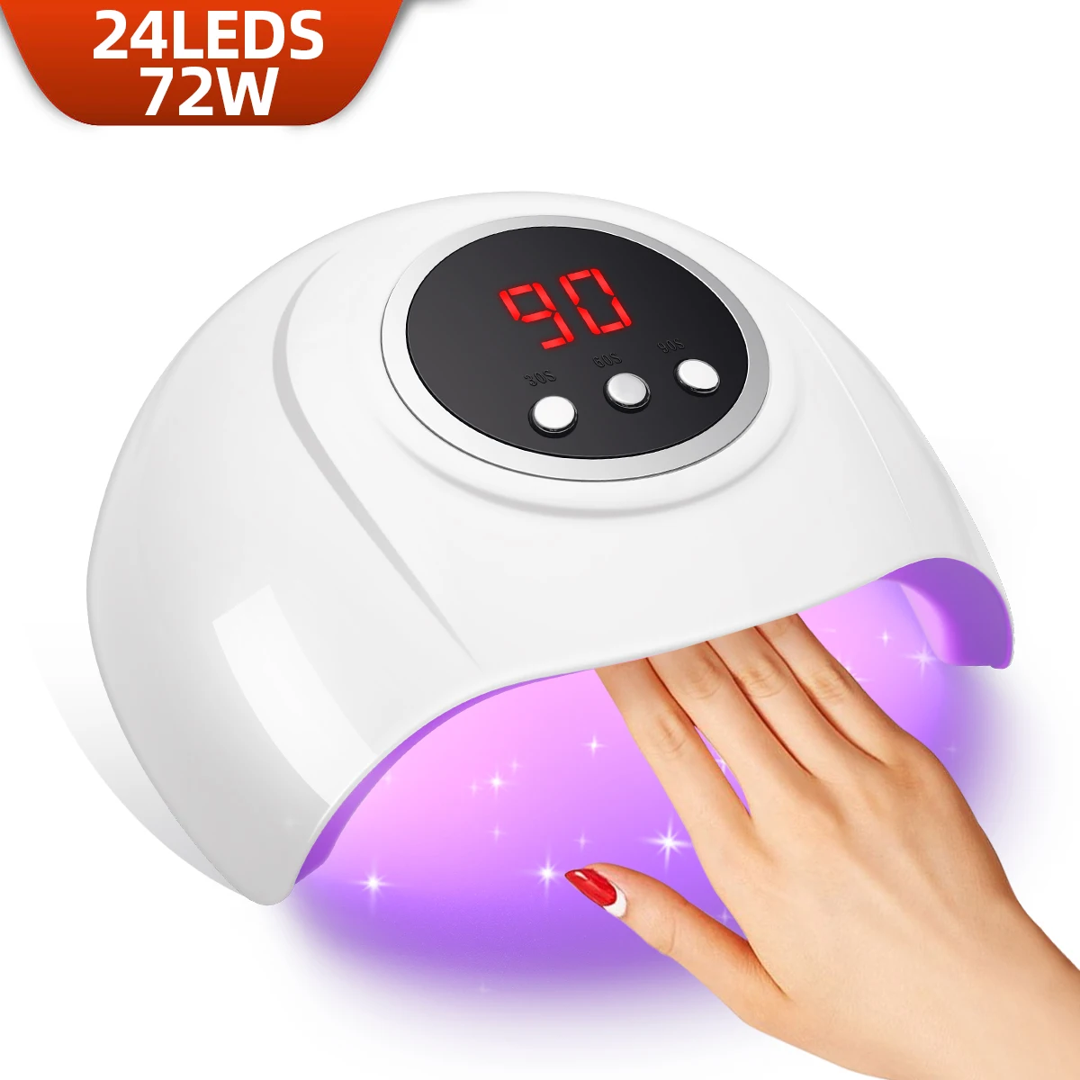 72W UV LED Nail Lamp Professional 24LEDS Gel Polish Drying Lamp With Automatic Sensing 3 Timer Nail Dryer Manicure Salon Tools