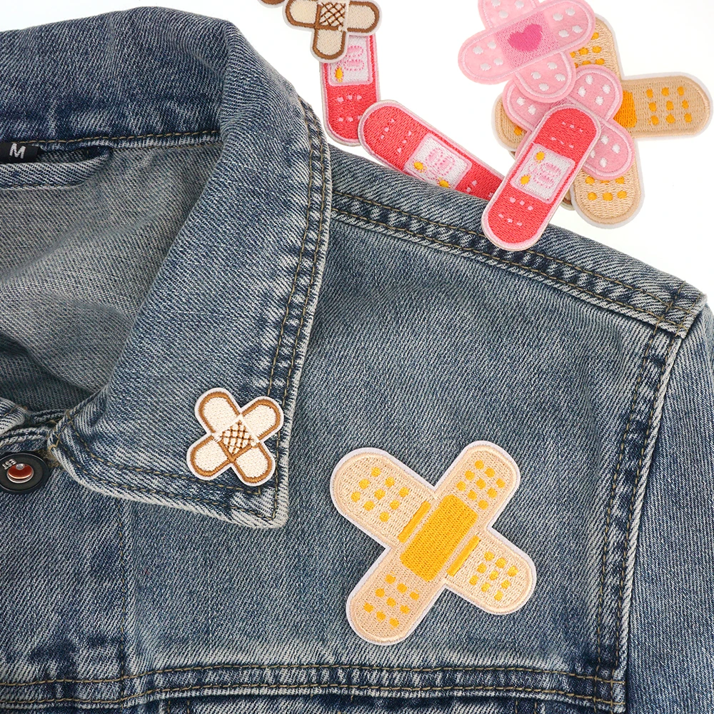 1 Piece ​Cross Bandage Embroidered Patch Wound Plaster Applique Self Adhesive Stick-On Iron-On for Garment Backpack Jeans view 4