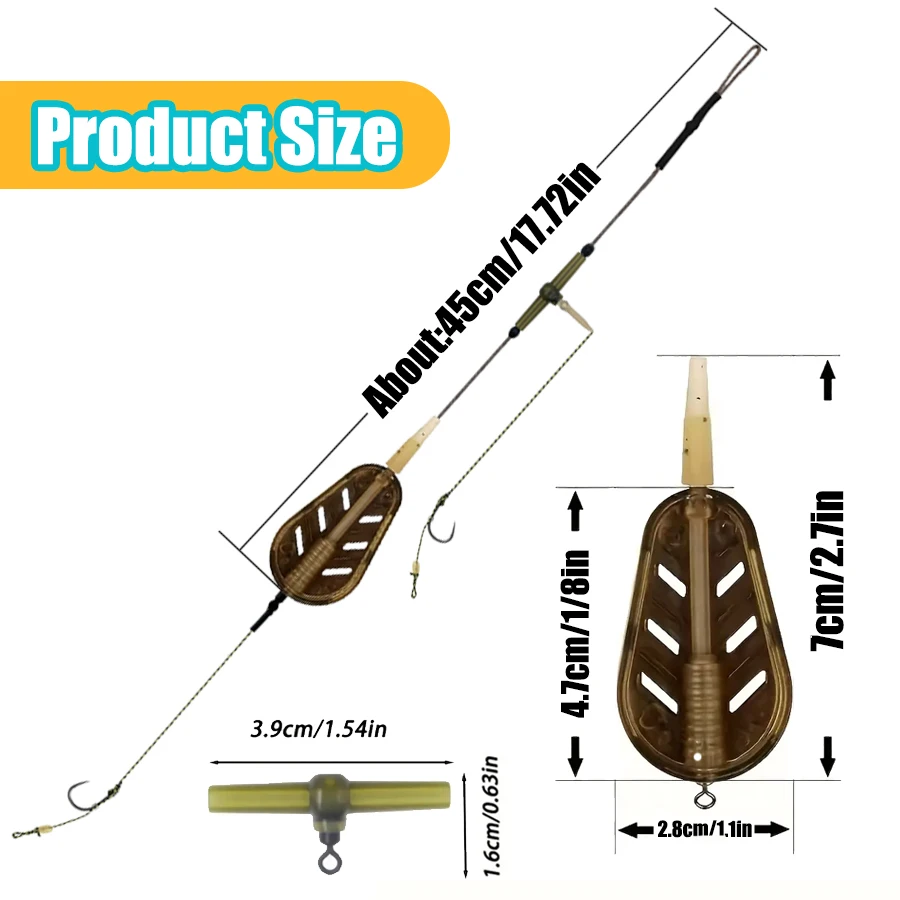 Предварительно завязанная клетка для приманок для ловли карпа YOTO — 20 г/30 г/40 г/50 г трехлинейные крючки с вращающимися ремнями