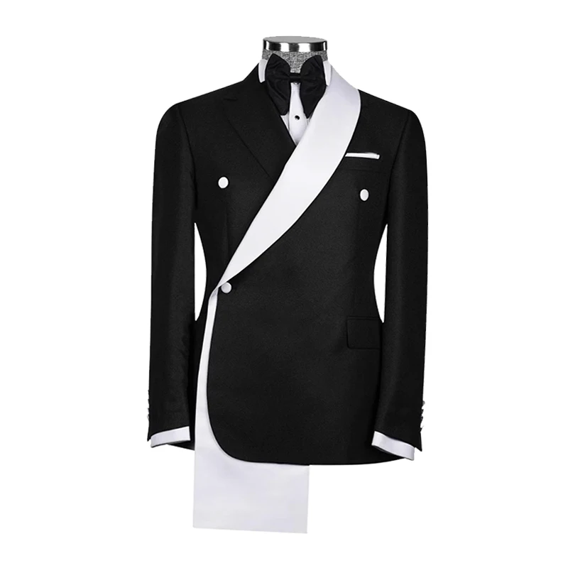 

Suit Blazer Jacket Men's Black White Patchwork Suit Jacket Asymmetrical Design Blazer Stage Host Wedding Banquets Party Blazer