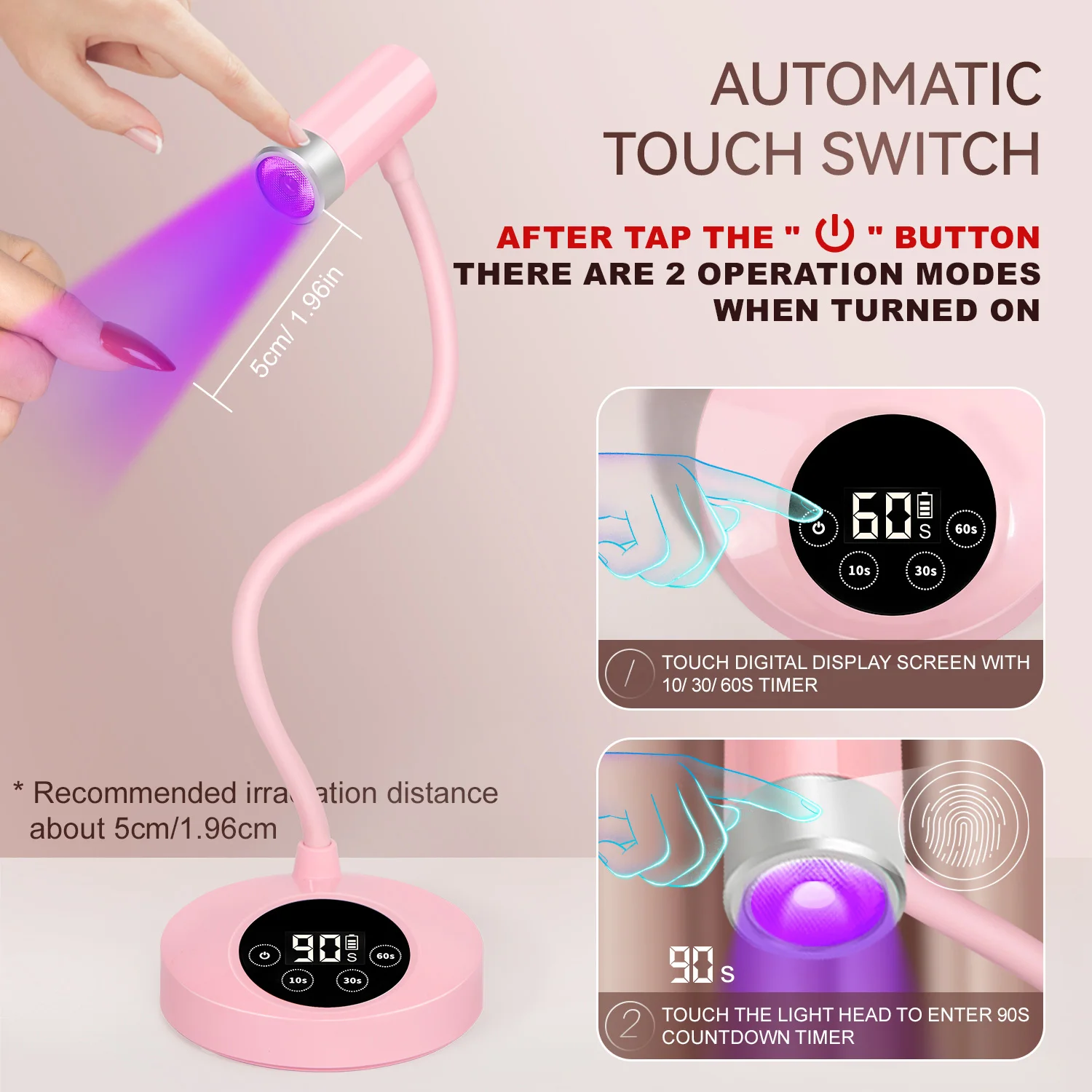 الأشعة فوق البنفسجية LED مسمار مصباح قابلة للشحن معقوفة الأشعة فوق البنفسجية ضوء للأظافر المحمولة 12 واط LED مسمار ضوء مسمار مجفف مع 4 الموقتات ومستشعر تلقائي