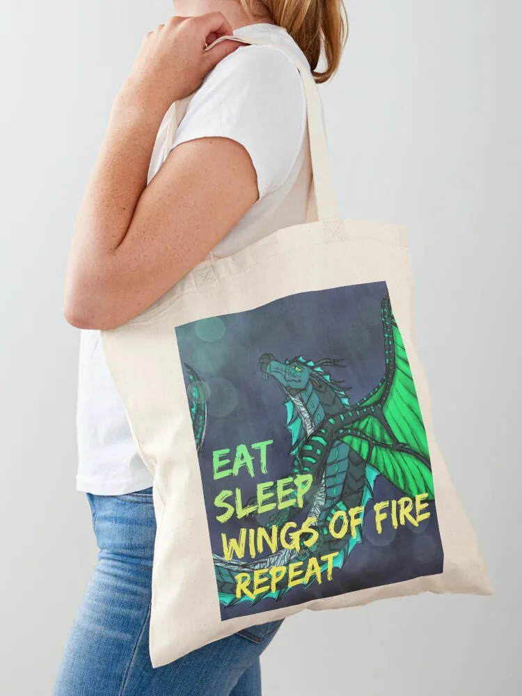 

Eat Sleep Wings of Fire Repeat Dragon Tote Bag sac pour femme canvas shopping bag foldable reusable bag Gift bags