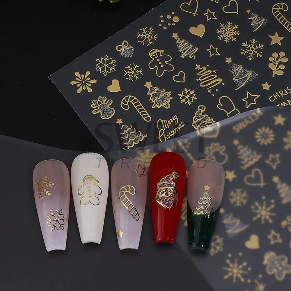 Snowflakes Reflective Glitter Nail Stickers 3D Design Sparkle Christmas Nail Decals Reflective Glitter Stickers Winter Holidays