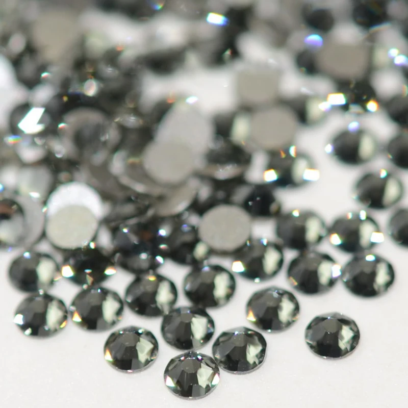 5A Black Diamond Glass Rhinestones Super Bright Non-hotfix Flatback Glue On 3D Stones For DIY Dress Nail Art