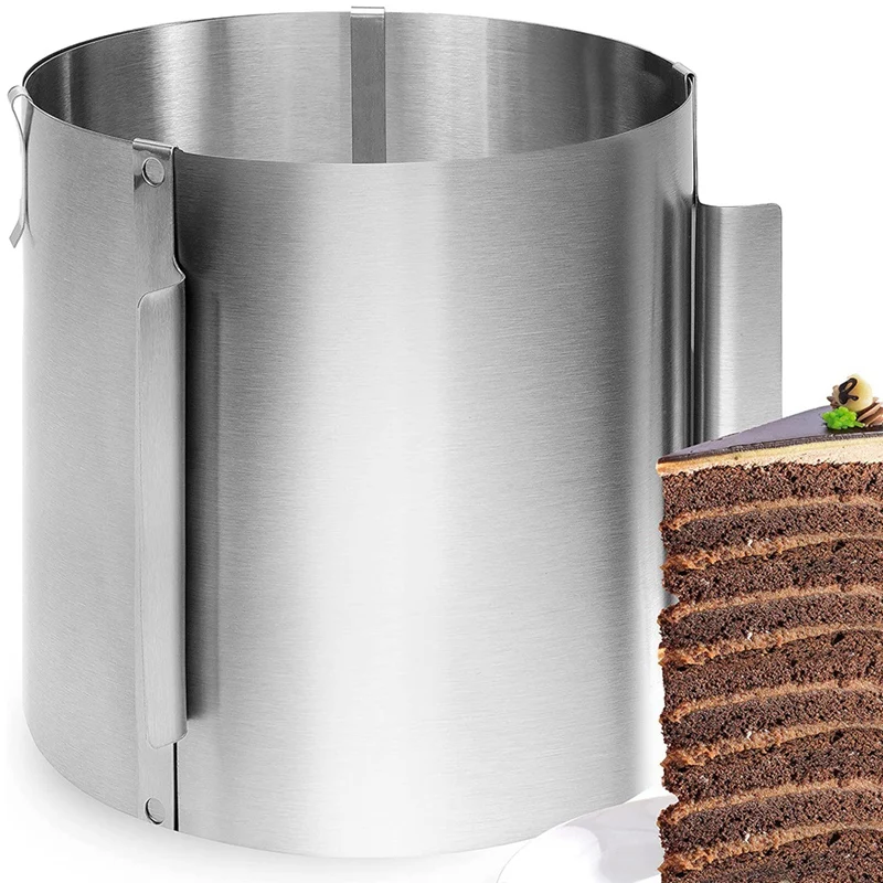 Silver Cake Mol High 20 Cm - Stainless Steel Baking Ring Adjustable - High Baking Mould For Easy Preparation