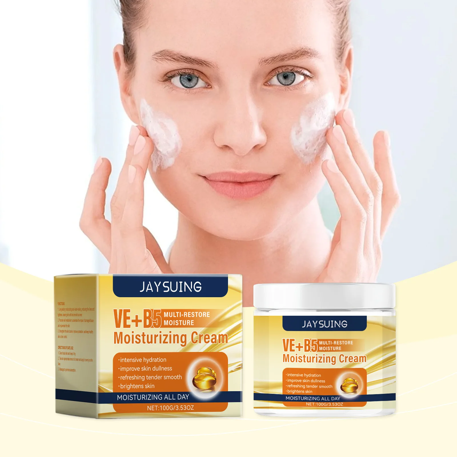 

JAYSUING Vitamin B5 Nourishing Cream Hydrating and Moisturizing Softening Facial Skin Cream Restore Skin's Natural Elasticity