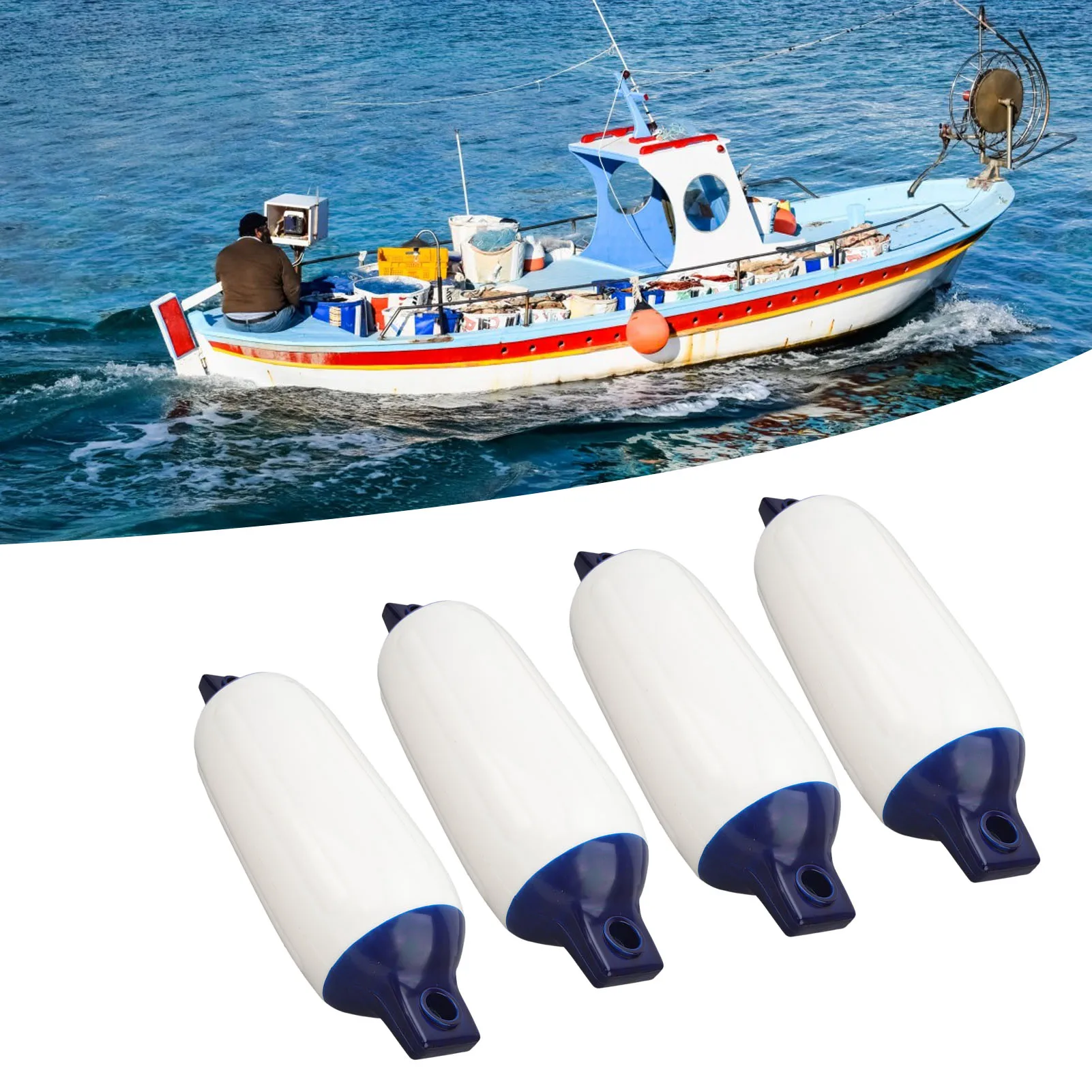 

4 шт. бампер для лодки с черной веревкой длиной 2 м в рубчик с двумя глазами — защита доков для бочонков для яхт, рыбацких лодок, прочная морская часть