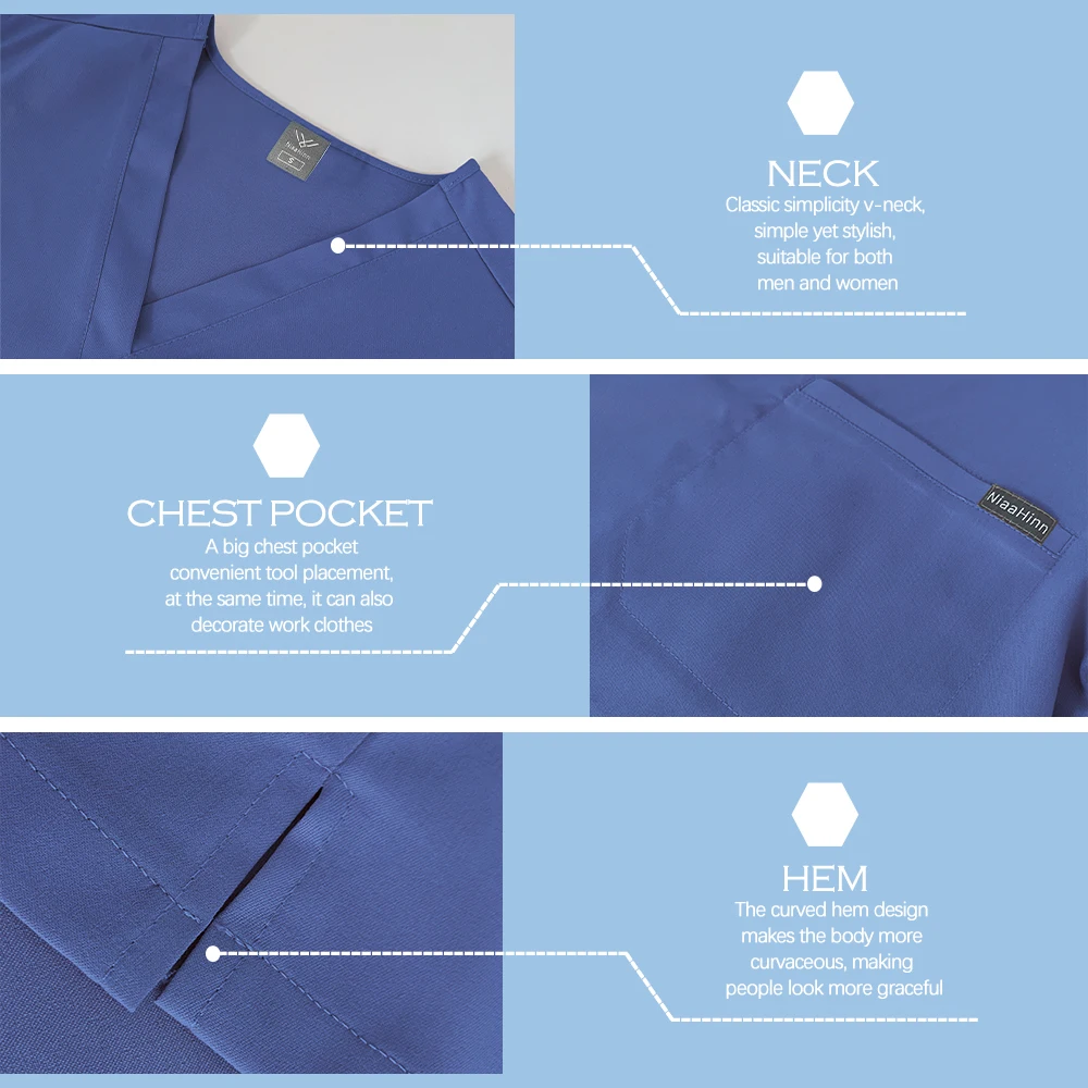 Scrub medico Set Donna Abbigliamento infermieristico dentale all'ingrosso Accessori da laboratorio Top + pantaloni Abito chirurgico Uniforme da spa di bellezza traspirante