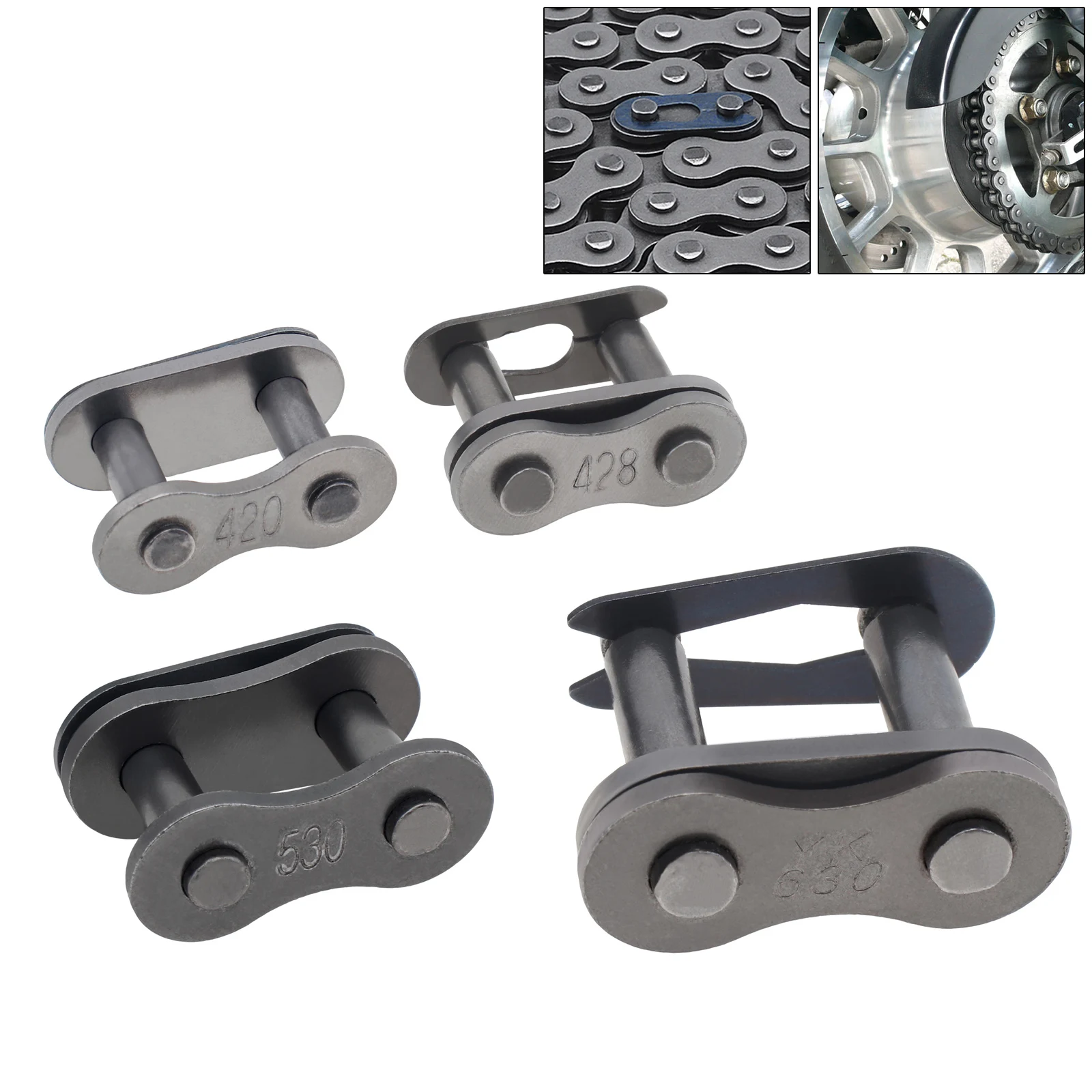 1 Piece 420 428 530 630 Heavy Duty Chain Master Link for Motorcycle Scooter Bicycle Karting Pit ATV Roller Chain Connector Link
