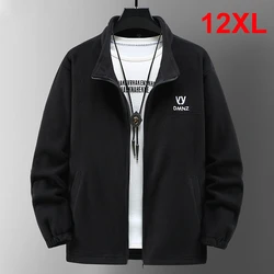 Polar Fleece Jacket Men Plus Size 12XL Solid Color Jackets Autumn Winter Warm Stand Collar Jacket Coat Male Outerwear Big Size