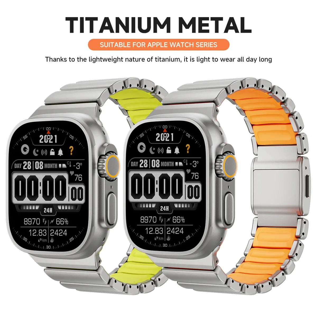 

For Apple Watch Series 11 10 9 8 Titanium/Stainless Steel Strap for Iwatch Ultra 3 49mm 45 42 44 46mm Luxury Metal Magnetic Band