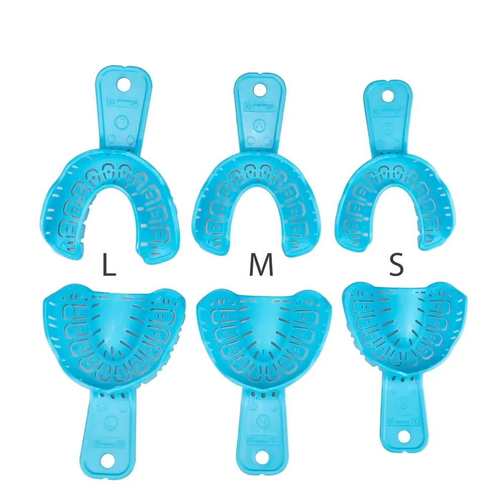 JUMTOP 6Pcs Dental Plastic Impression Tray Upper and Lower Full Mouth Removable Partial Mold Tray Dentistry Tools
