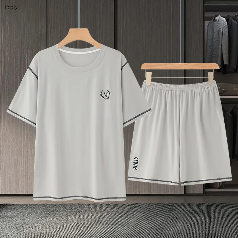 

4XL Summer Modal Men's Pajamas Set 2 Piece Men's Sleepwear Loose Simple Homewear Thin Male Pyjamas Breathable Fashion Loungewear