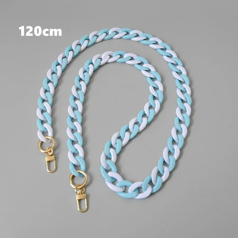 Neue modische Damenhandtaschen-Accessoire-Kette, abnehmbarer Ersatz, weiß-blauer Taschenriemen, Damen-Schulterkette, niedliche Handyhüllen-Kette aus Harz – Detail 11