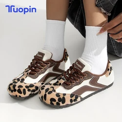 TuoPin wzór w cętki buty damskie brązowe tenisówki damskie codzienne trampki buty damskie damskie buty sportowe damskie tenisówki Trend