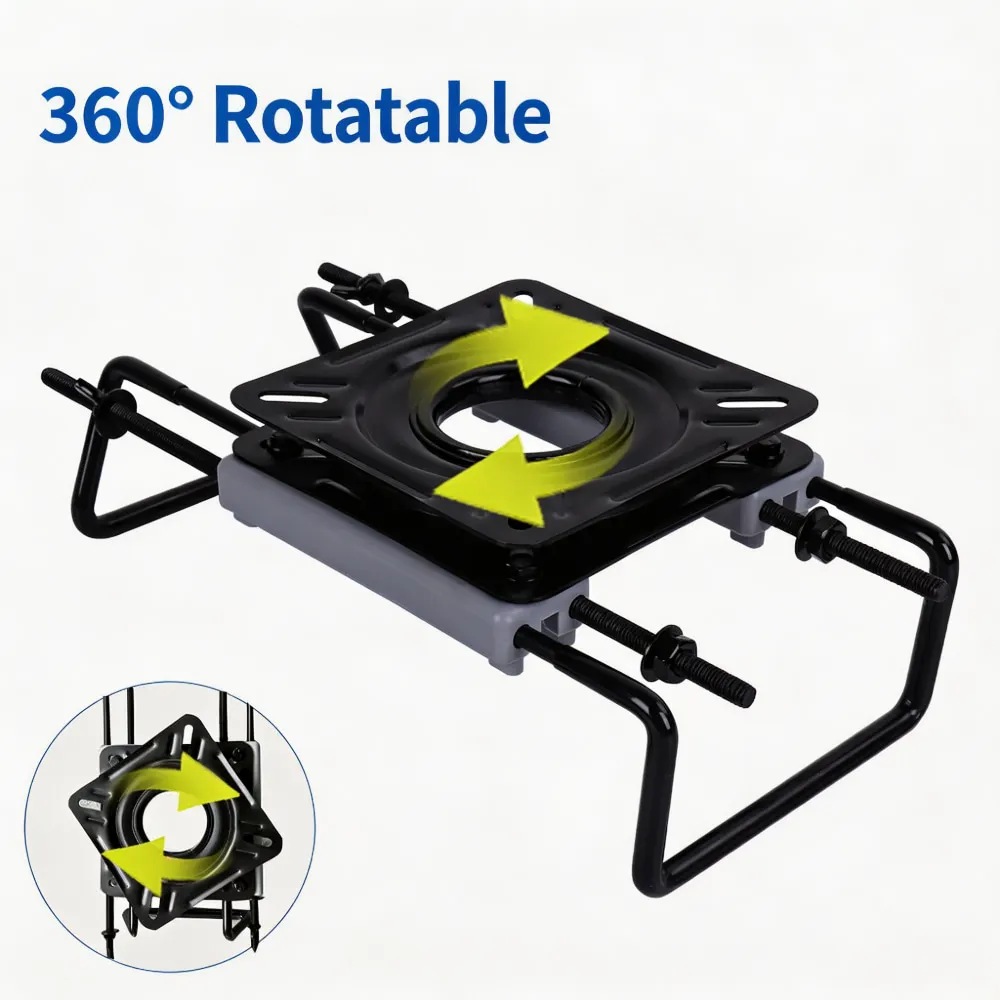 Boat Seat Swivel Base Crossbar Mount Adjustable Track 360° Rotatable Bracket for Yacht Fishing Kayak RV Jon Inflatable Dinghy view 3