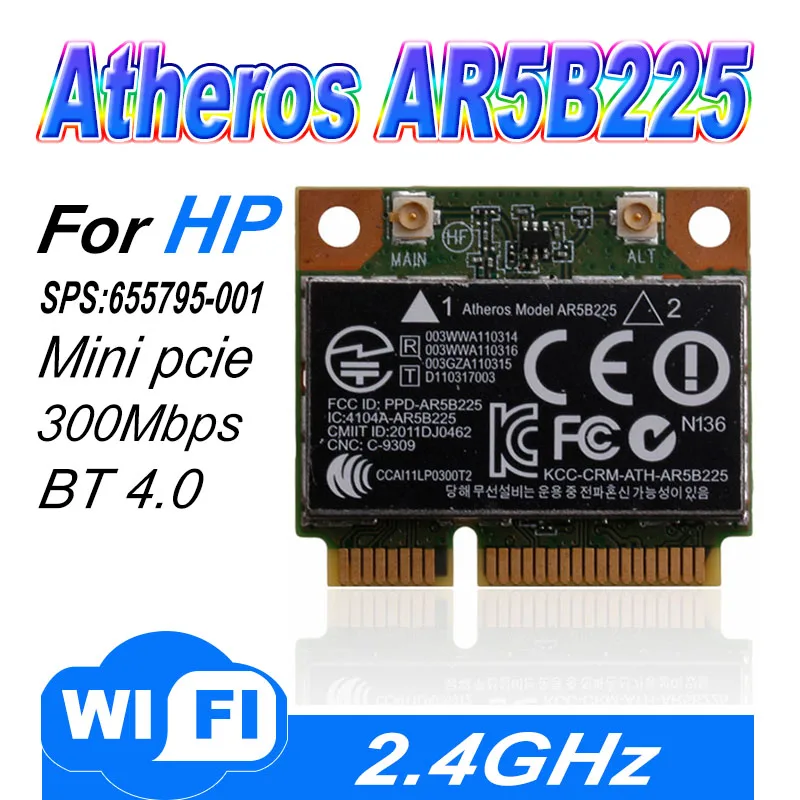 

AR5B225 Wi-Fi половинная мини PCI-E карта Беспроводная Bluetooth 4,0 превышает 6230 6235 300M WIFI + 4.0BT