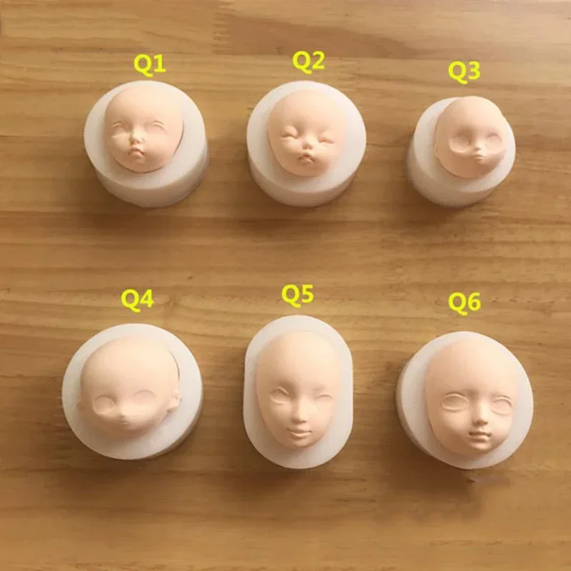 1 Pcs Bady Face 3D Soft Clay Mold Tools Universal Silicone Fondant Cake Pottery Handmade 6 Types Size DIY Accessories Clay Craft