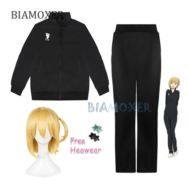 Hitoka Yachi Cosplay Jacket Anime Haikyuu Black Sportswear Uniform Costumes Coat Wig Free Hairpin OI6278