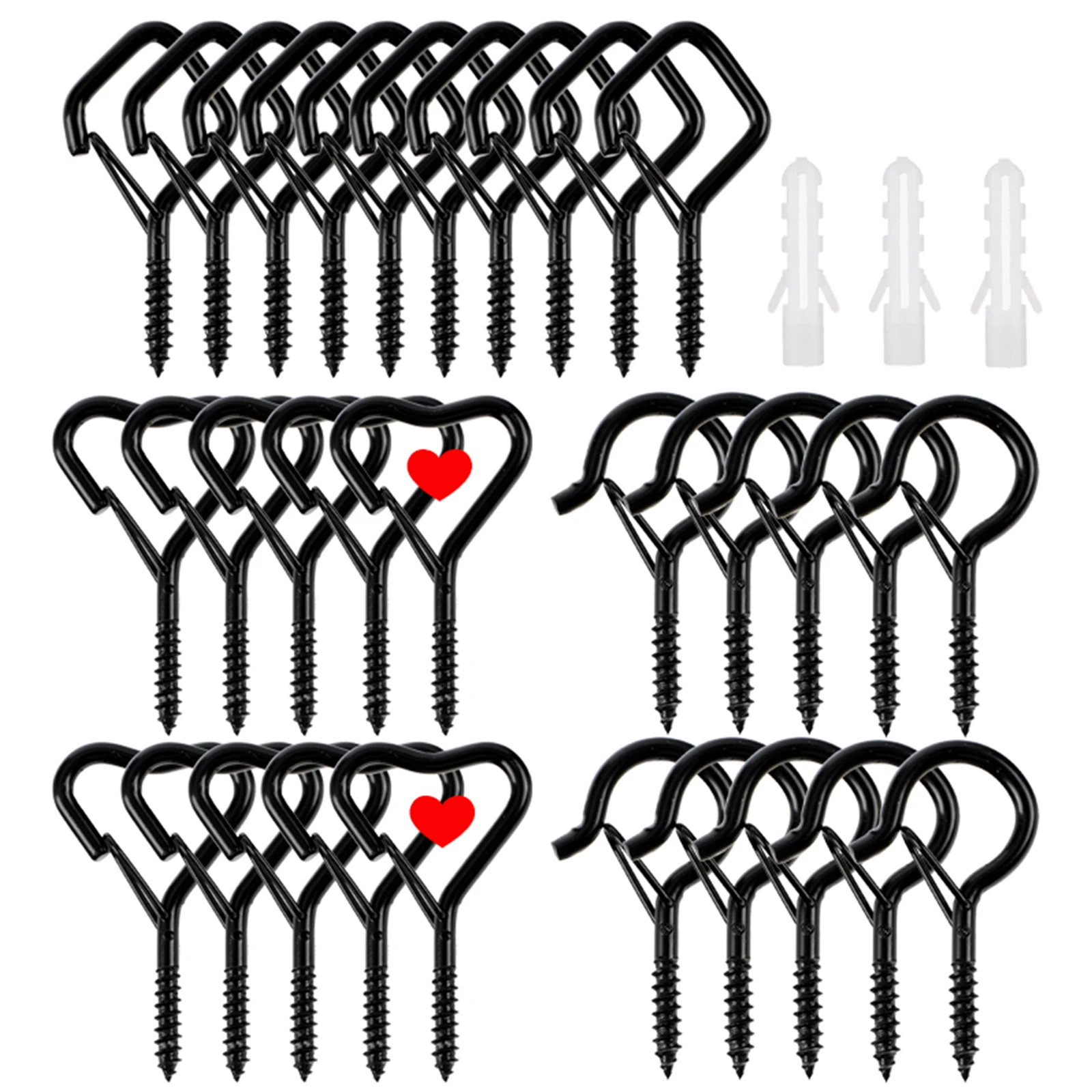 Crochets de plafond noirs à vis Q-Hanger, 10 pièces, avec boucle de sécurité pour plantes et guirlandes lumineuses d'extérieur de noël
